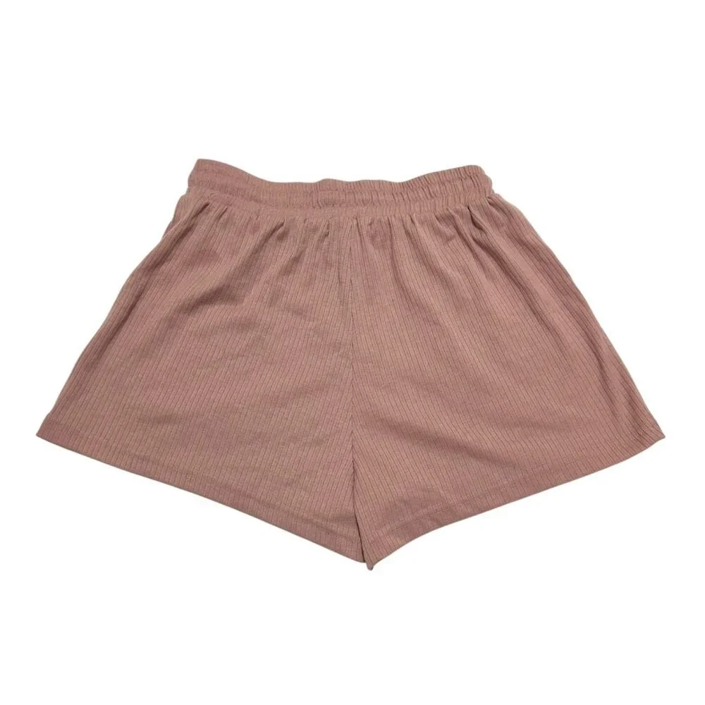 Lost + Wander Womens Size M Ribbed Knit Drawstring Shorts Mauve‎ Pink NWT NEW